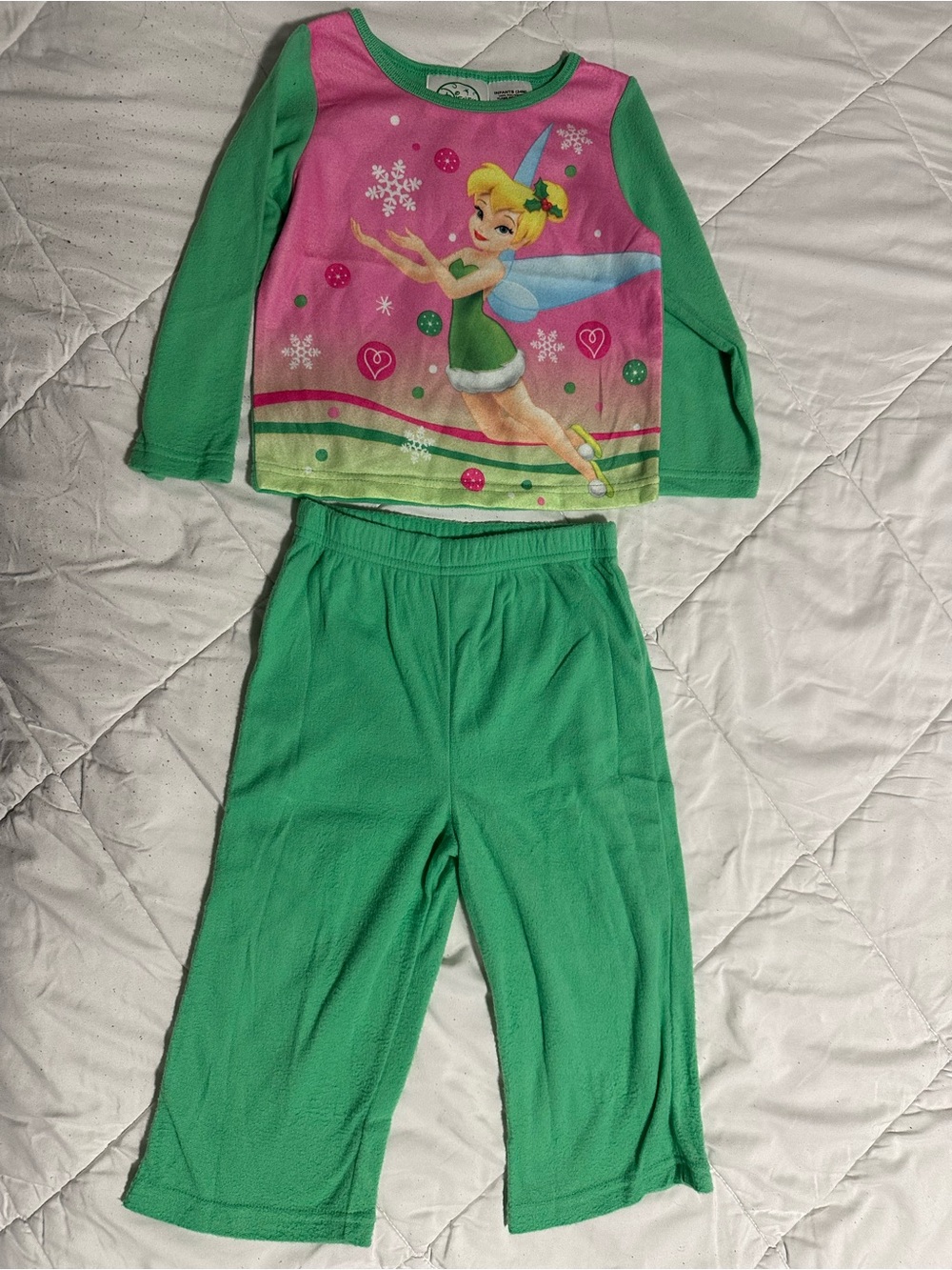 Disney Green and Pink Tinker Bell Pajama Set